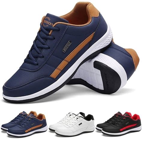 Men Business Casual Shoes PU Leather Running Shoes Fashion Lace Up ...