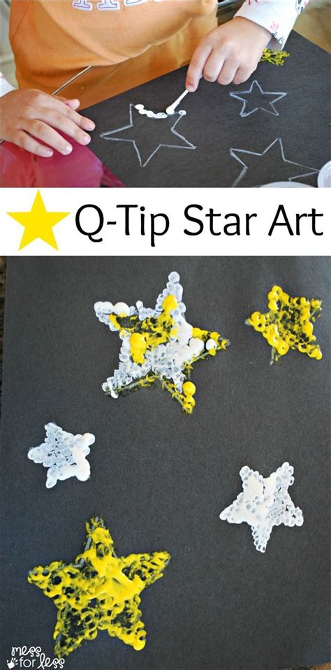 Kids Art Project: Q-Tip Star Art | Space art projects, Space crafts ...