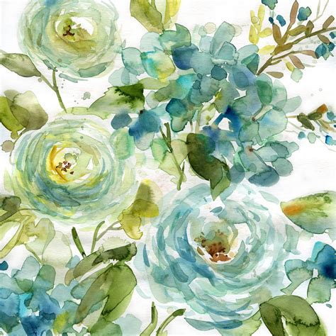 Cool Watercolor Floral Wall Mural | Wallsauce US