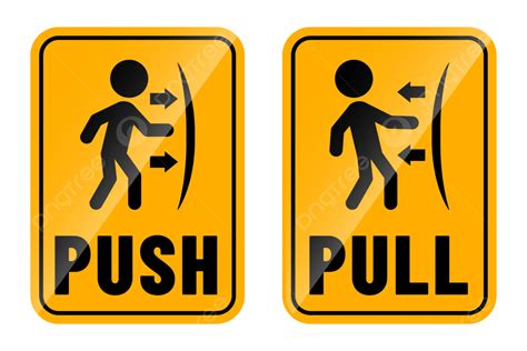 Pull And Push Door Sign In Yellow Color Vector, Pull And Push, Door ...