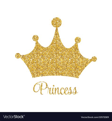 Princess golden glossy background with crown Vector Image