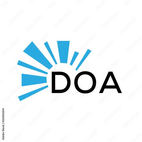 DOA letter logo. DOA blue image on white background and black letter ...