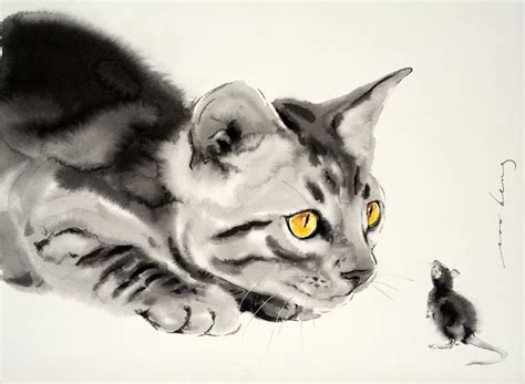 Cat and Mouse Drawing by Soo Beng Lim | Saatchi Art