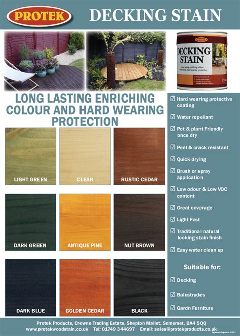 Decking Stain Colour Chart - Protek Wood Stain