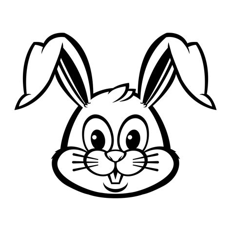 Rabbit Head Clipart Black And White : Bunny Face Clipart Black And ...