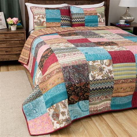 Greenland Home Fashions New Bohemian Cotton Patchwork Quilt Set ...