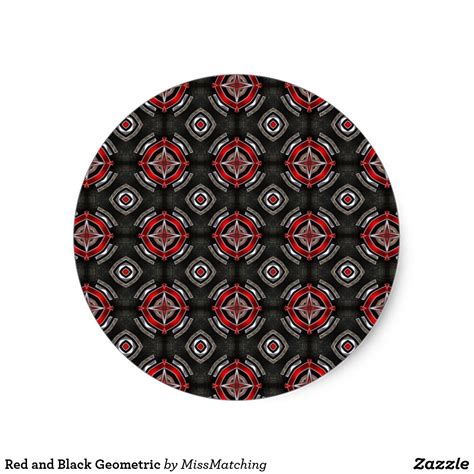 Red and Black Geometric Classic Round Sticker | Custom favor, Red ...