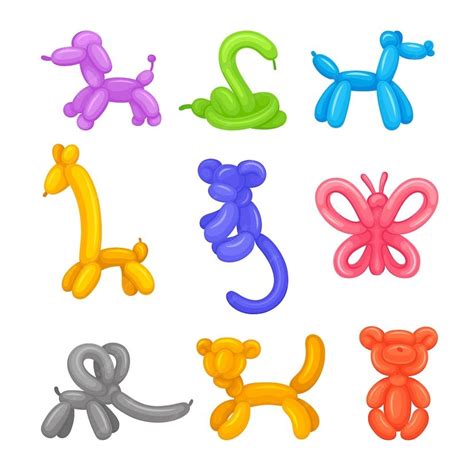 Premium Vector | Set of different animals from colored balloons in 2024 ...