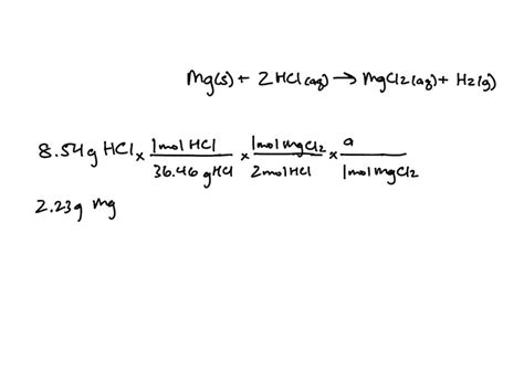 SOLVED: Solid magnesium reacts with hydrochloric acid (HCI) to form ...