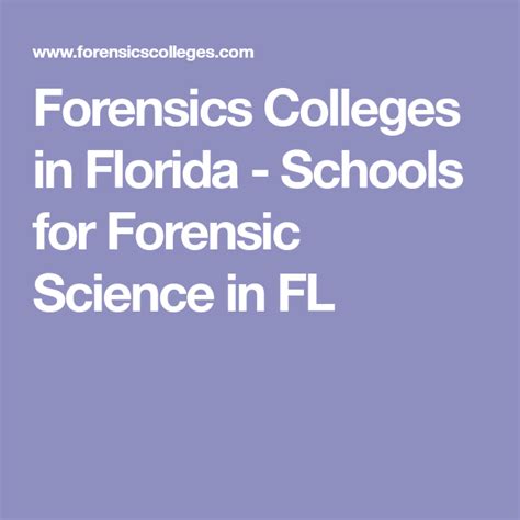 Forensics Colleges in Florida - Schools for Forensic Science in FL ...