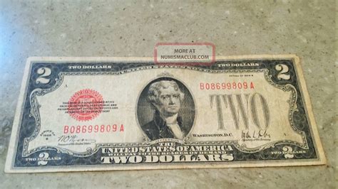 1928 B Red Seal $2 Dollar Bill