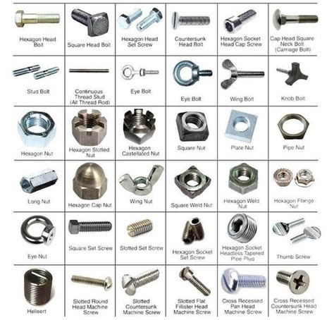 Types of Nuts, Bolts, Screws : coolguides | Screws and bolts, Garage ...