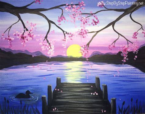 Sunset Beginner Landscape Painting Ideas - bmp-woot