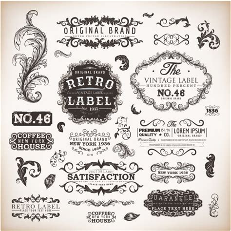 Vintage labels and borders vector Vectors graphic art designs in ...