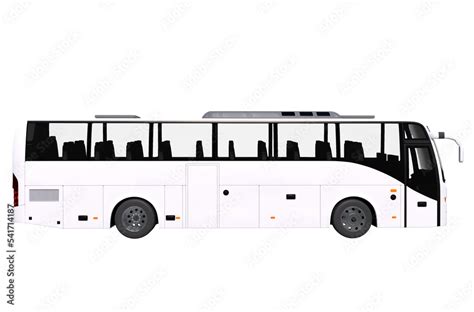 Modern White Bus Side View 3D Render Illustration. PNG Transparent ...