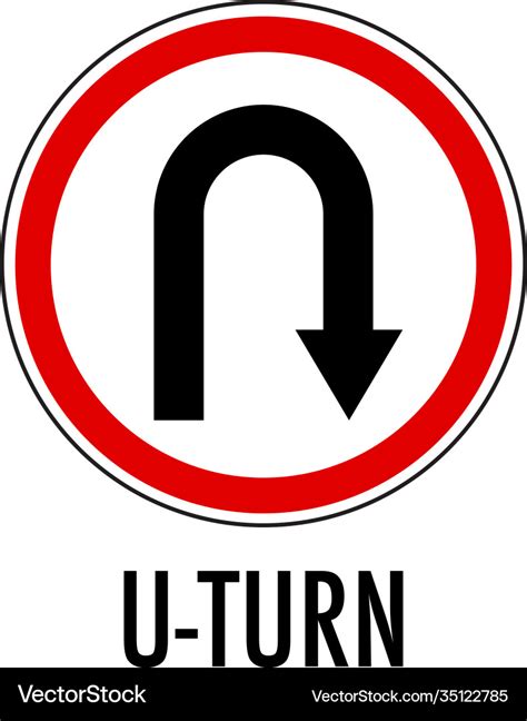 U-turn sign with stand isolated on white Vector Image