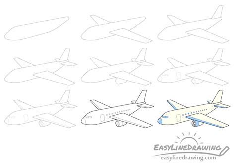 How to Draw an Airplane Step by Step - EasyLineDrawing