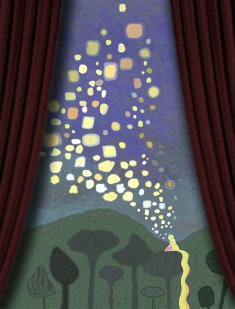 Magical Floating Lanterns in Tangled Wall Painting