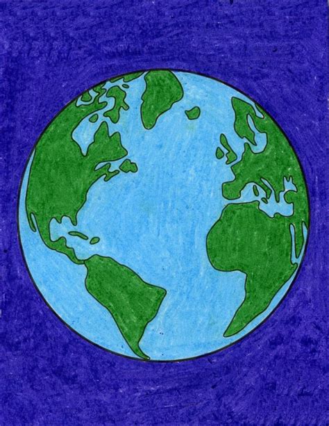 Easy How to Draw the Earth Tutorial Video and Earth Coloring Page ...