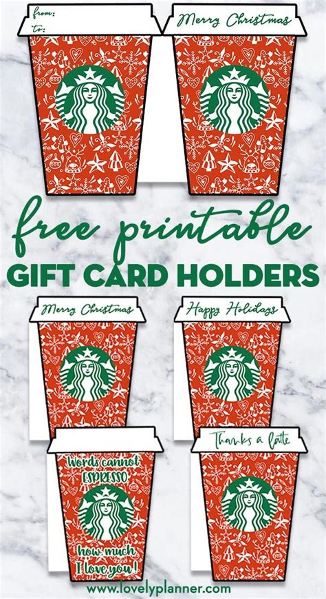 4 Free Printable Christmas Starbucks Gift Card Holders | Free starbucks ...