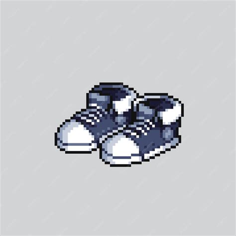 Premium Vector | Pixel art illustration shoes pixelated shoes school ...