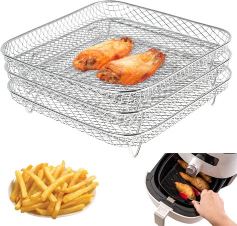 Amazon.com: Three Layer Air Fryer Racks Stackable Dehydrator Racks ...