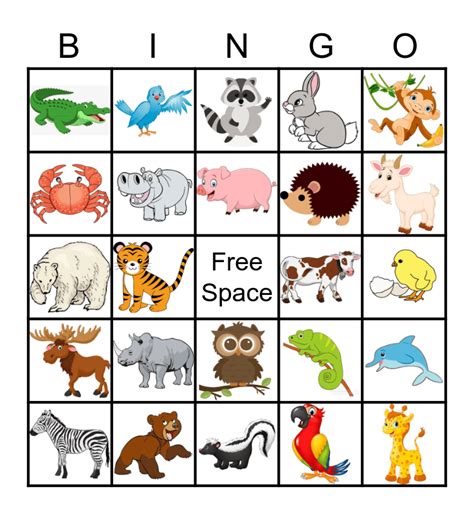 Animal Bingo Card