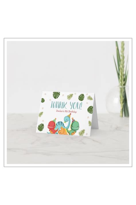 Dinosaur Birthday Thank You Card | Zazzle | Dinosaur birthday, Birthday ...