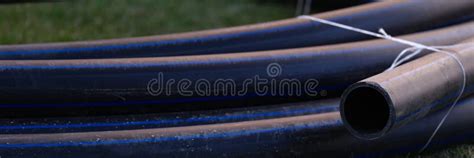 Large Black Plastic Pipes for Water Supply Closeup Stock Image - Image ...