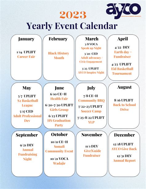 AYCO 2023 Yearly Event Calendar - African Youth & Community ...