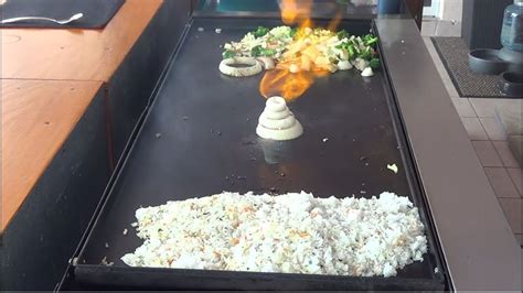 Hibachi Teppanyaki Griddle Top Cooking on a Outdoor Griddle Top - YouTube