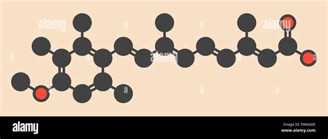 Acitretin psoriasis drug molecule Stylized skeletal formula (chemical ...