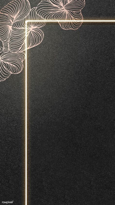 Golden floral rectangle frame mobile phone wallpaper vector | premium ...