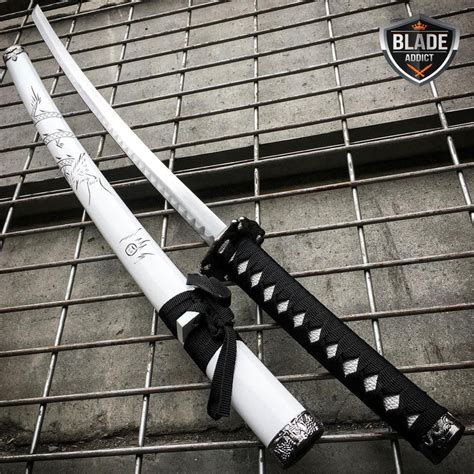 Japanese Samurai Sword KATANA High Carbon Steel Ninja Blade WHITE Drag ...