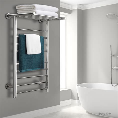 Devanti Electric Heated Towel Rail Rack 14 Bars Wall Mounted Clothes ...