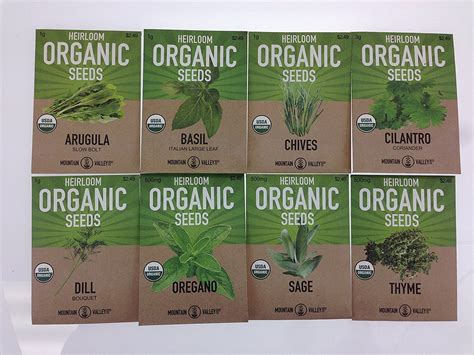 Organic, Heirloom, Non-GMO, Herb Garden Seeds - 8 Variety Kitchen ...