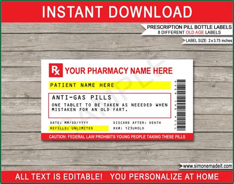 Prescription Bottle Label Template