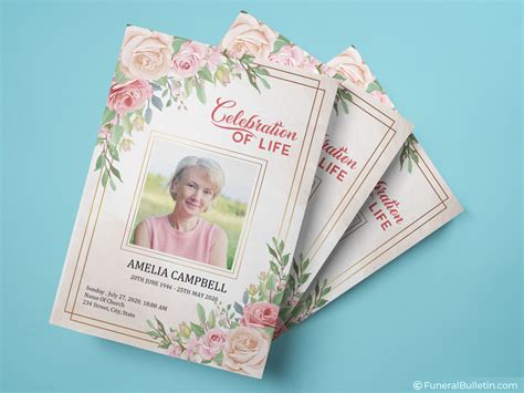 Celebration Of Life Program Template With Roses Design - Download Now!