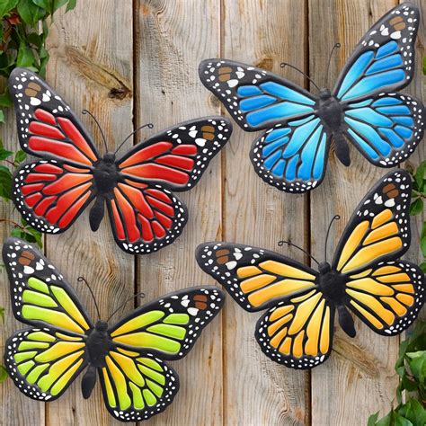 Amazon.com : EOORAU Metal Butterfly Wall Outdoor Decor - 4 Pack 9.8in ...