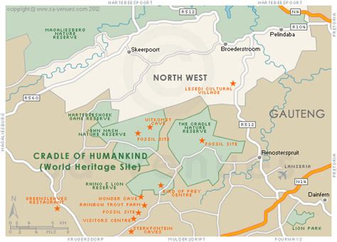 CRADLE OF HUMANKIND Map, South Africa