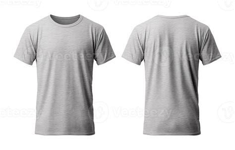 plain gray t-shirt mockup template, with view, front and back, isolated ...