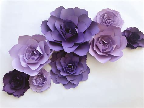 Purple paper flower nursery decor Girls room wall art purple