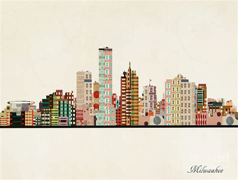 Milwaukee Skyline Painting by Bri Buckley | Fine Art America