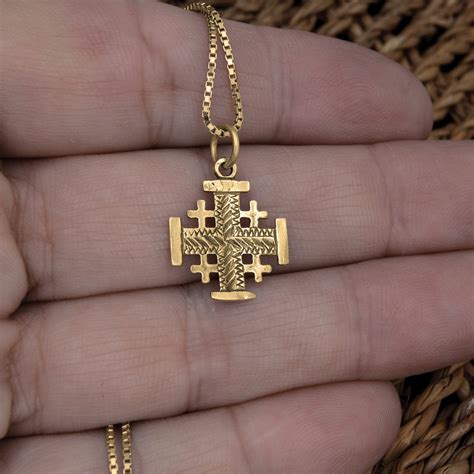 Jerusalem cross gold necklace women Crusader cross necklace | Etsy