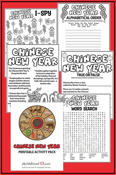 Chinese New Year Worksheets: Free Printable Pack for Grades 2-4