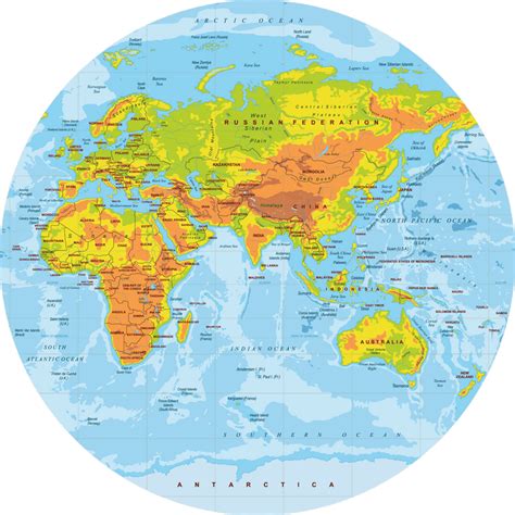 Round World Map Image - Tourist Map Of English