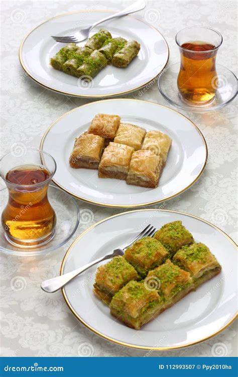 Turkish Desserts, Baklava & Tea Stock Image - Image of snack, arabic ...