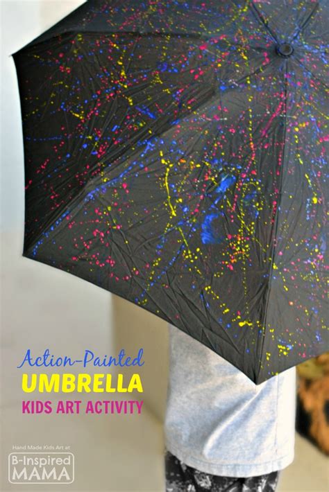 Action Painted Umbrella Kids Art Activity • B-Inspired Mama