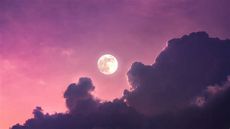 Moon Pink Dusk Clouds 4K HD Moon Wallpapers | HD Wallpapers | ID #68566