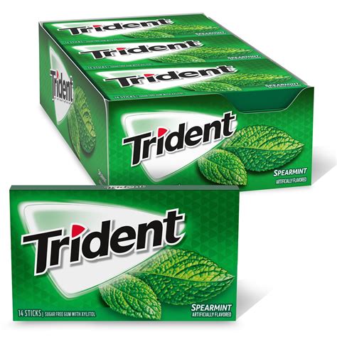 Trident Spearmint Sugar Free Gum, 12 Packs of 14 Pieces (168 Total ...